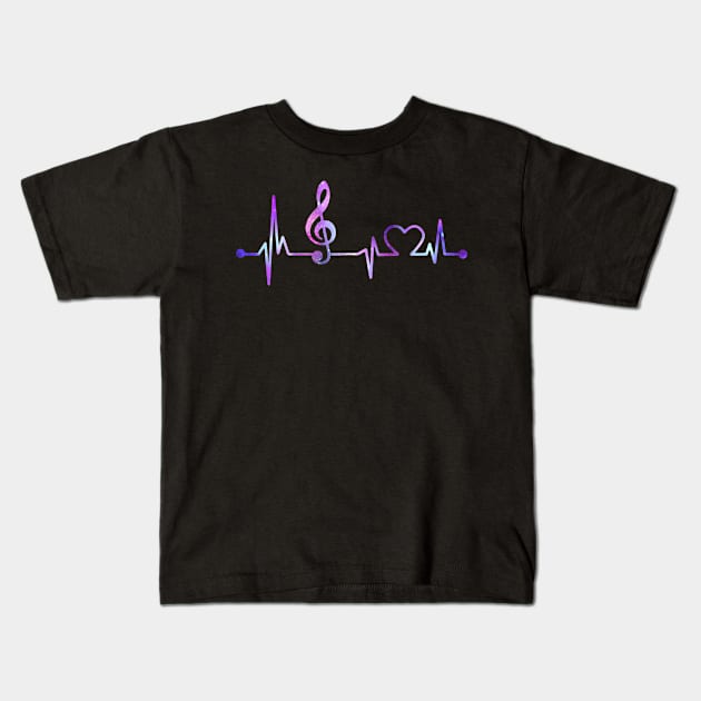 MUSIC HEARTBEAT GALAXY, MUSIC GALAXY, MUSIC HEARTBEAT Kids T-Shirt by tinydreams10